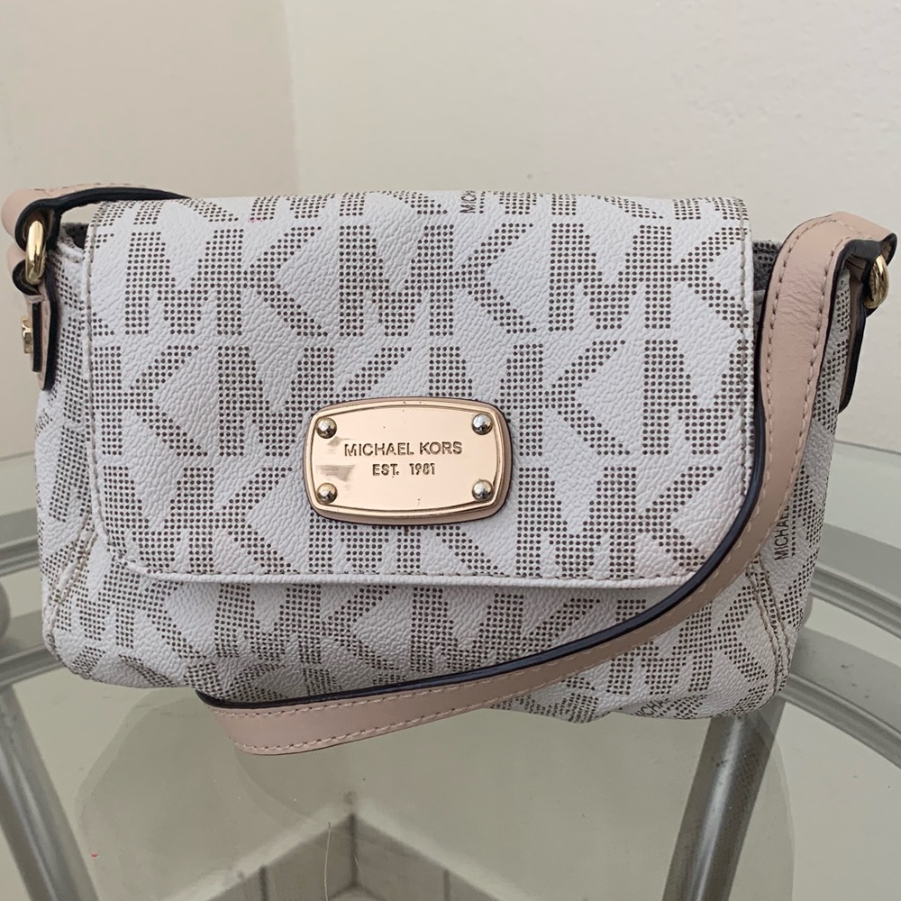Michael Kors Jet Set Monogram Logo Tan Beige